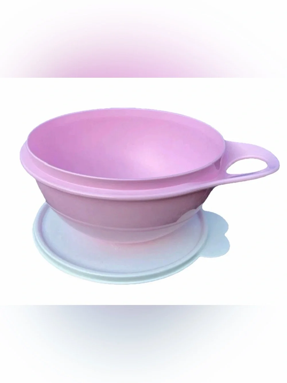TUPPERWARE PINK 6 CUP THATSA MINI MIXING BOWL WHITE LID FRUITS SALAD SNACK SMALL